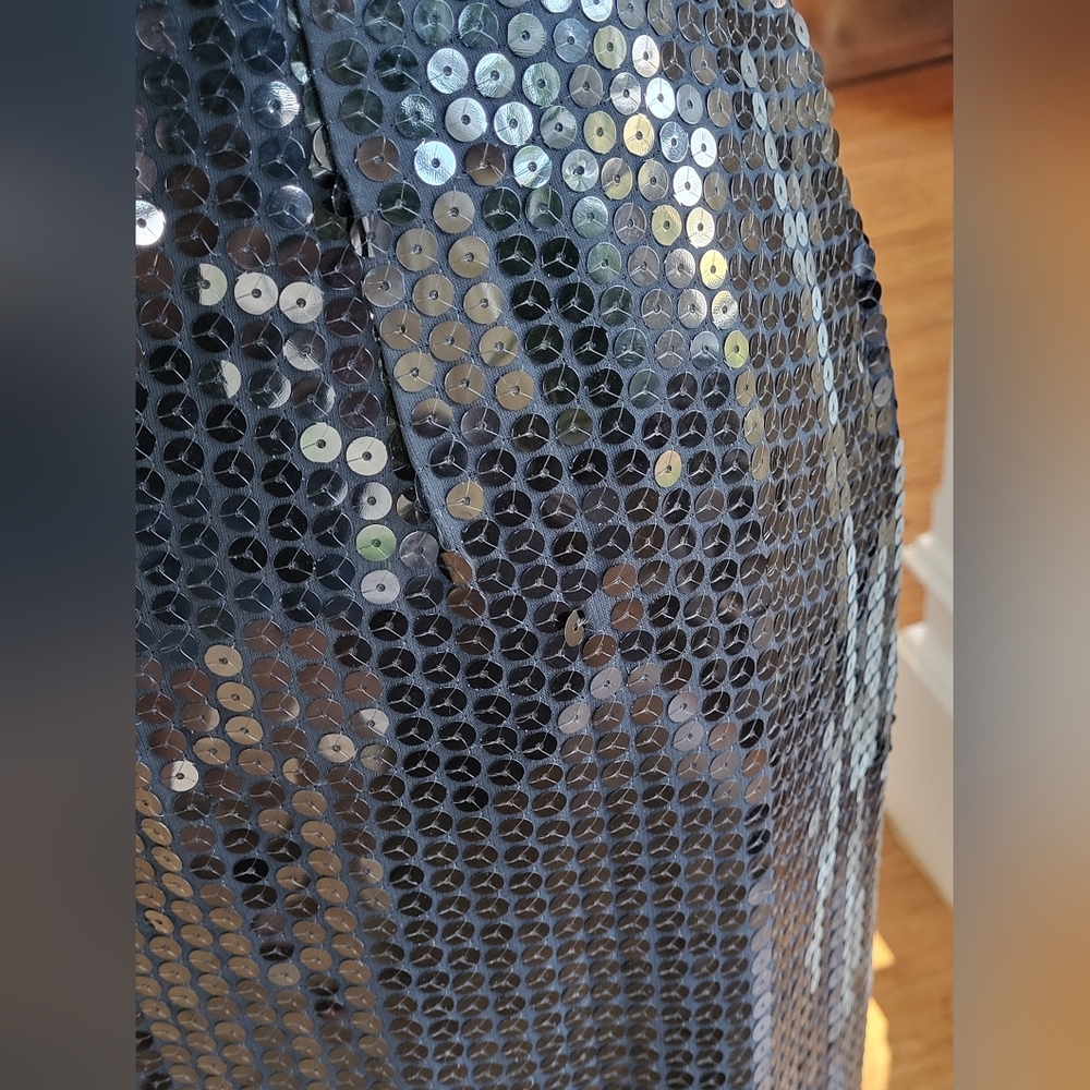 Alyce Designs Vintage 80s Black Sequined Full-Length Dress Size 12 - Picture 7 of 14